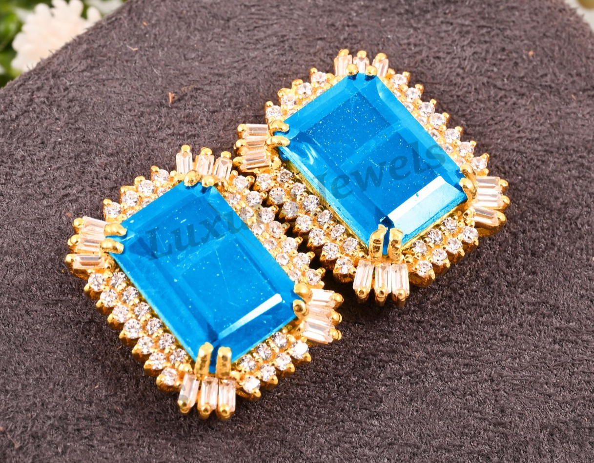 Natural Swiss Blue Topaz Sterling Silver Earrings Handmade Fine Jewelry Gift