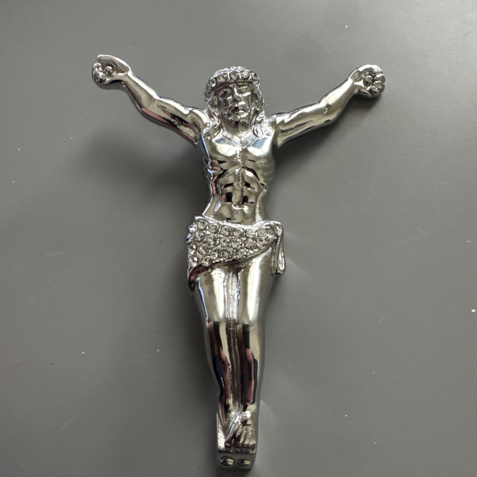 Cross Stainless Steel Saint Jesus Christ Crucifix Pendant 24” Chain Catholic