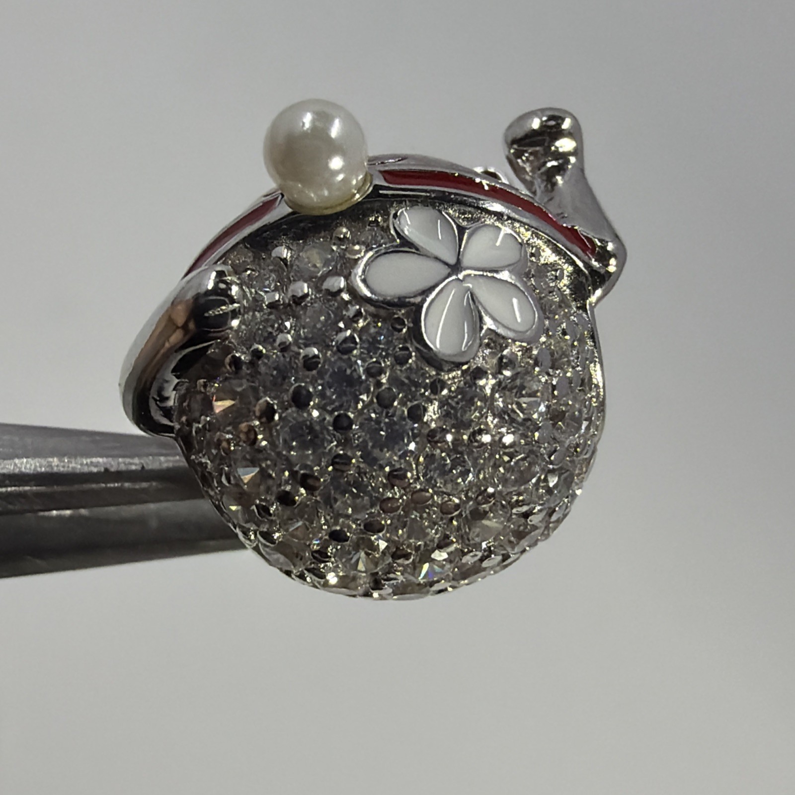 Gnoce Luck Cat Charm Bead For Charm Bracelet Platinum Plated Sterling Silver 925