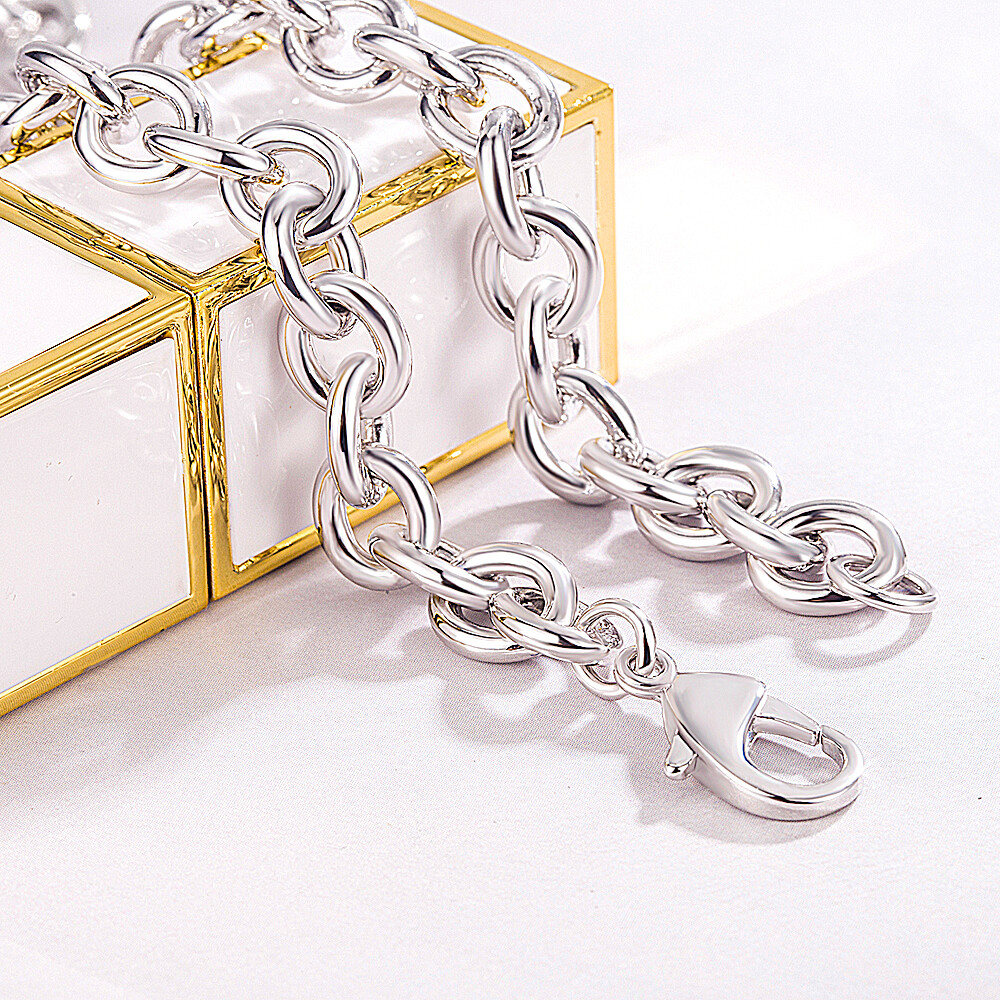 Real 925 Sterling Silver 8.5mm Round Cable Rolo Link Chain Necklace 16″- 26″