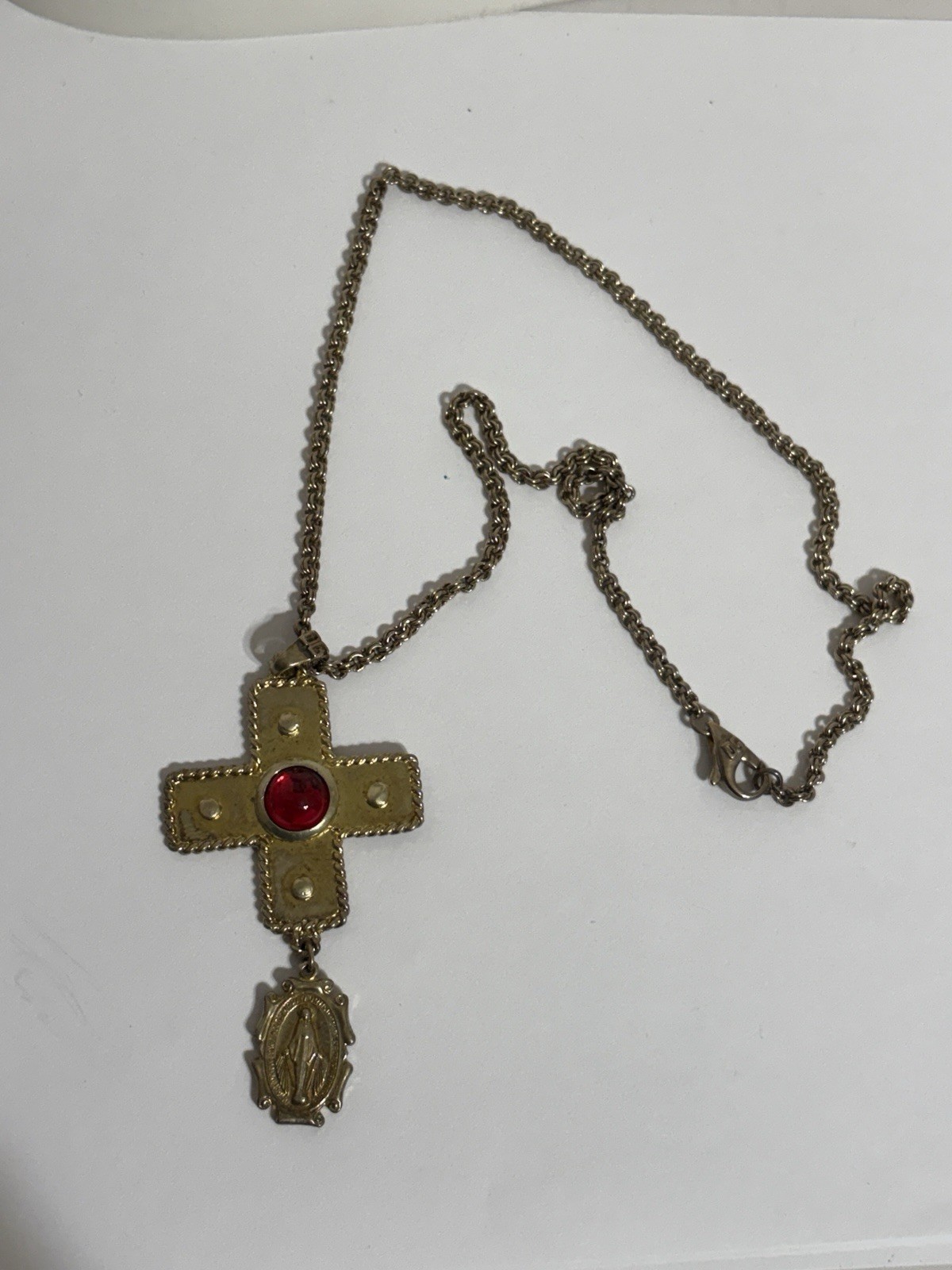 Vtg Dolce & Gabbana Gold Virgin Mary Cross Necklace