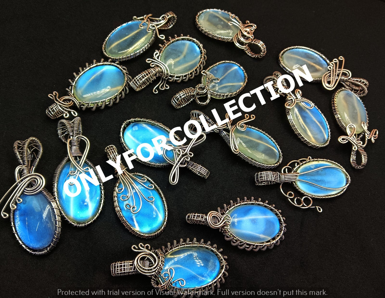 OFFER MILKY AURORA OPAL GEMSTONE SILVER WIRE WRAP OXIDIZED 1 PC DESIGNER PENDANT