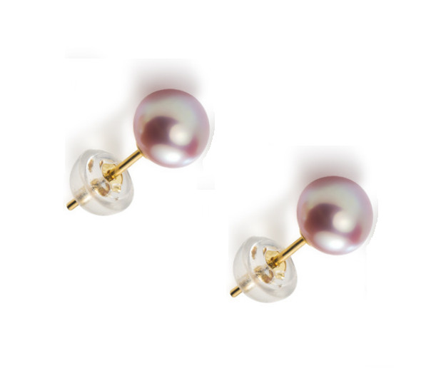 14K Gold Freshwater Cultured Pearl Button Stud Earrings 925 Sterling Silver Set