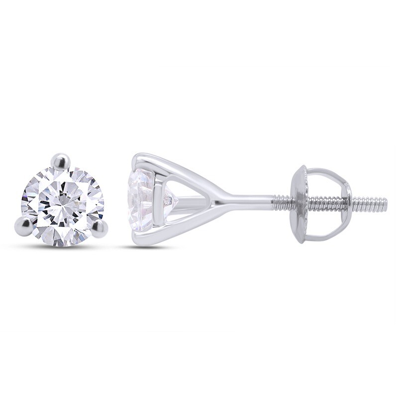 1 Cttw Solitaire Martini Studs Earrings Simulated Diamond Real 10K White Gold
