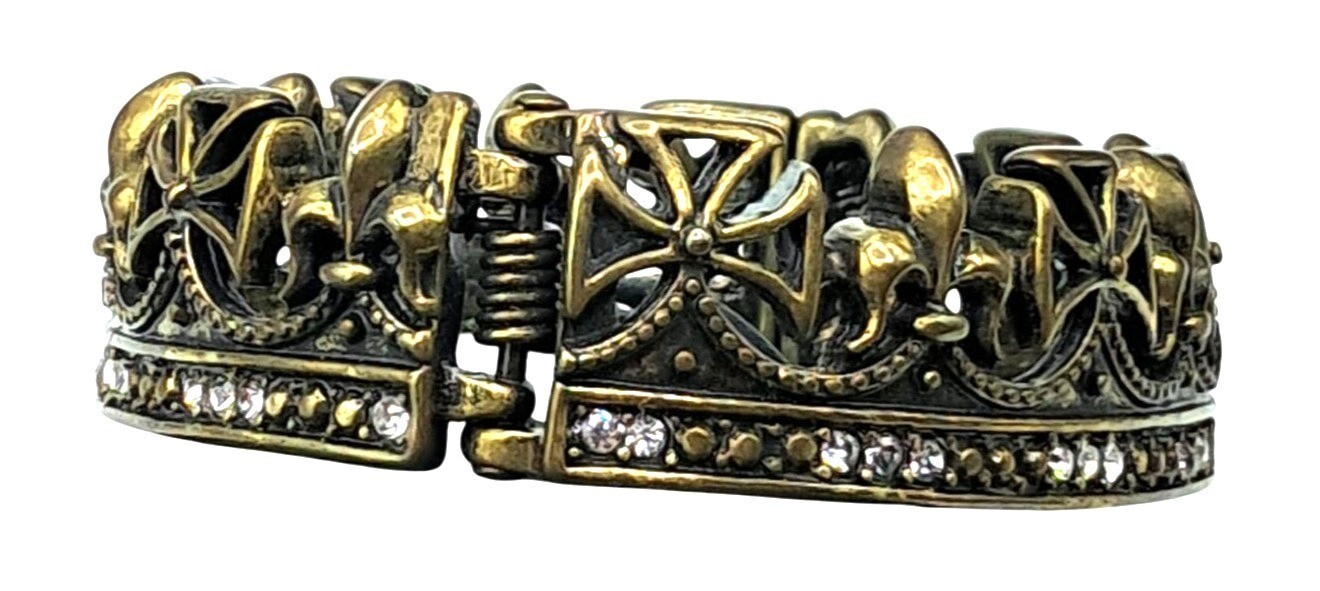 Rock & Republic Crown Bracelet with Clear Crystals Clamper Cuff Jewelry
