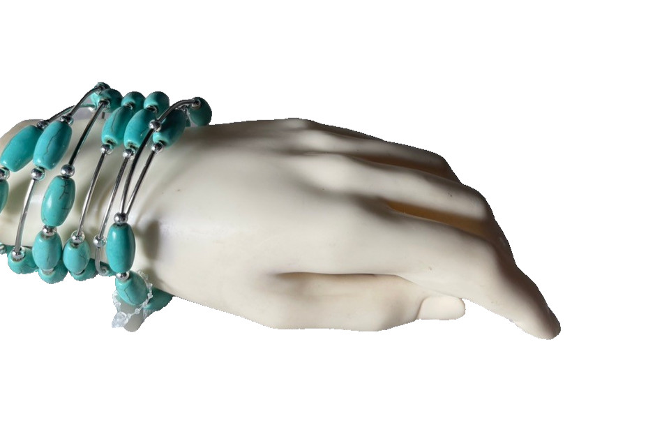 Western Womens Bracelet 52 x 1/4 in Turquoise Spiral Wrap Cuff Cowboy Adjust