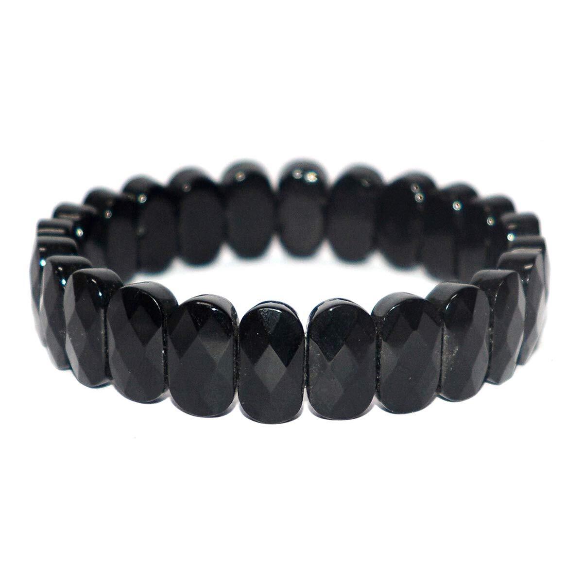 Obsidian Stylish Bracelet for Unisex Adult (Black) Diameter 2.5 Inch