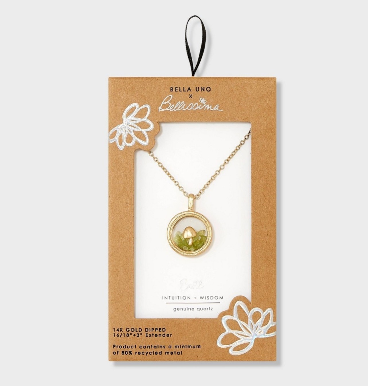 NWT~ Bella Uno X Bellissimo Necklace Pendant Earth Intuition Wisdom Quartz #27