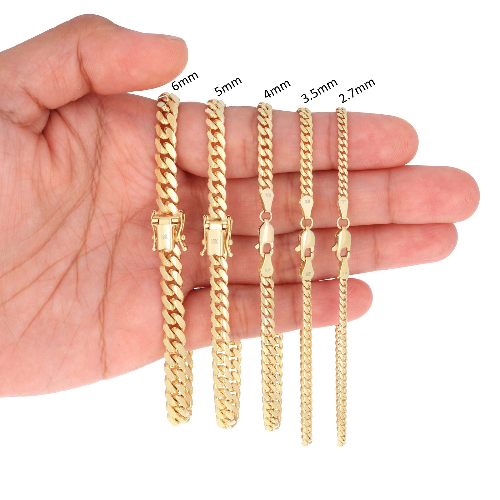 10K Yellow Gold Solid 2.7mm-10mm Miami Cuban Link Chain Necklace Bracelet 7″-30″