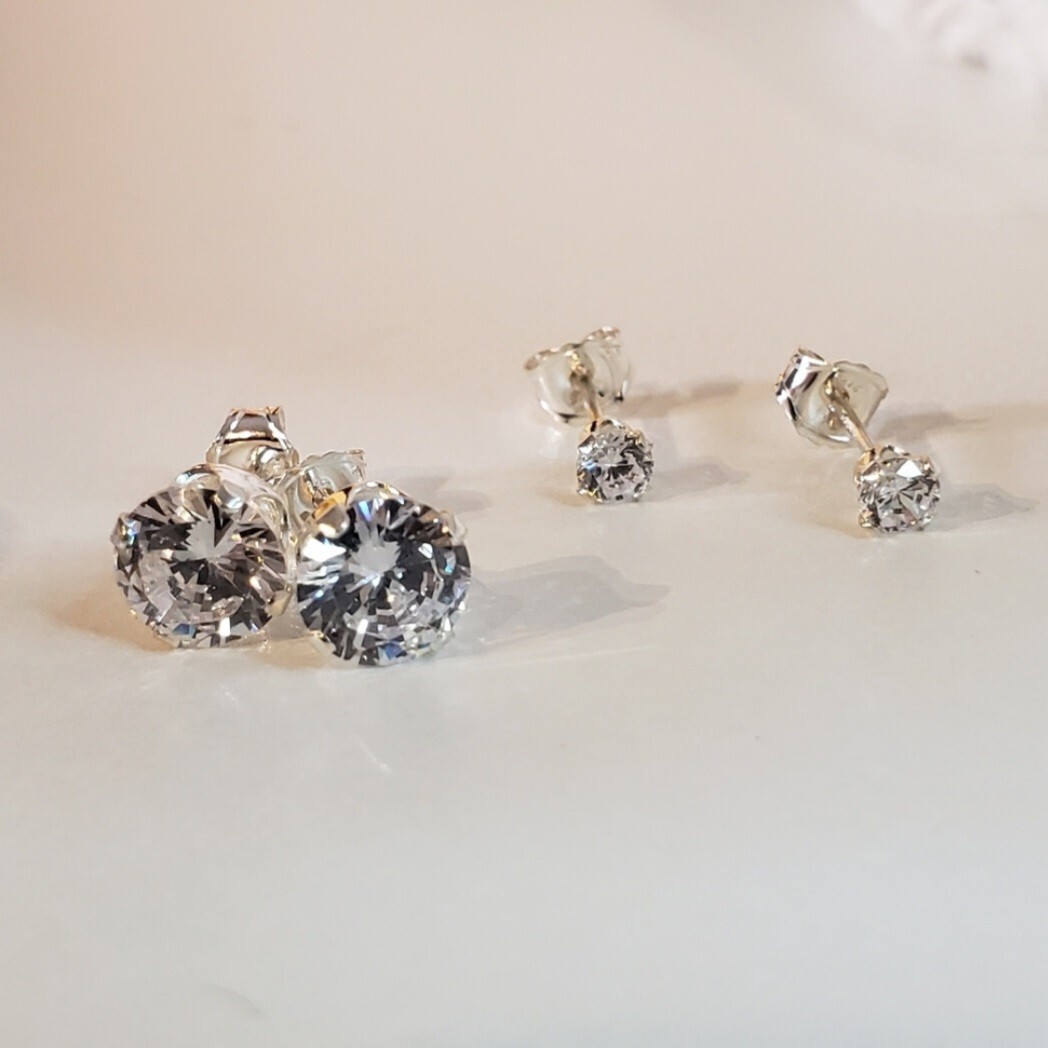 Sterling Silver Turquoise CZ Studs Earrings western BUNDLE boho Fairy celestial