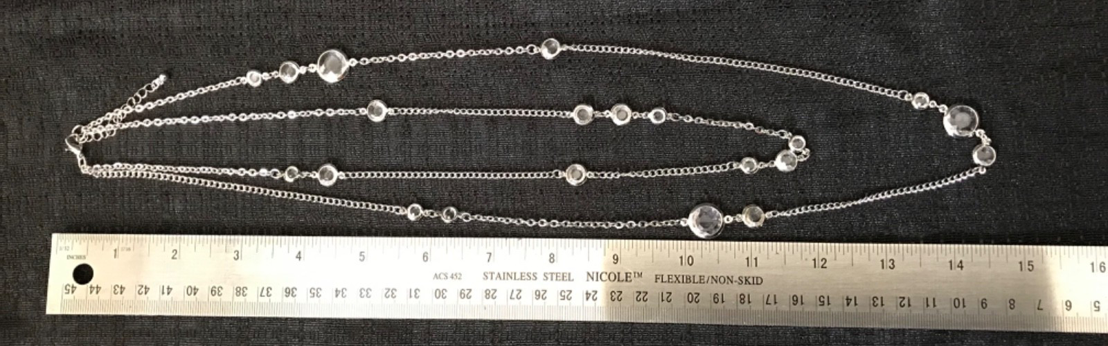 15 in – 26 in Silver Necklace w/ 20 Clear Crystals
