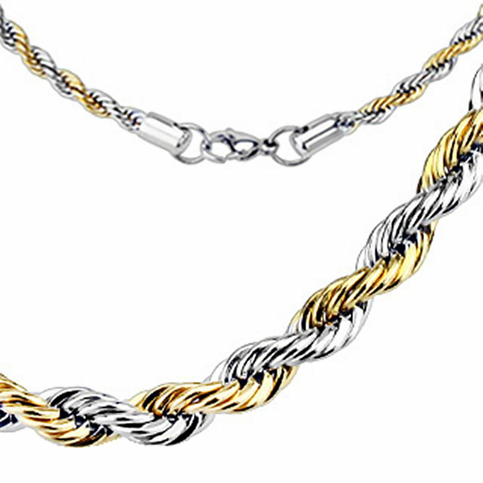 Rope Chain Necklace Two Tone Gold PVD Plate Silver Stainless Stainless Steel 3mm