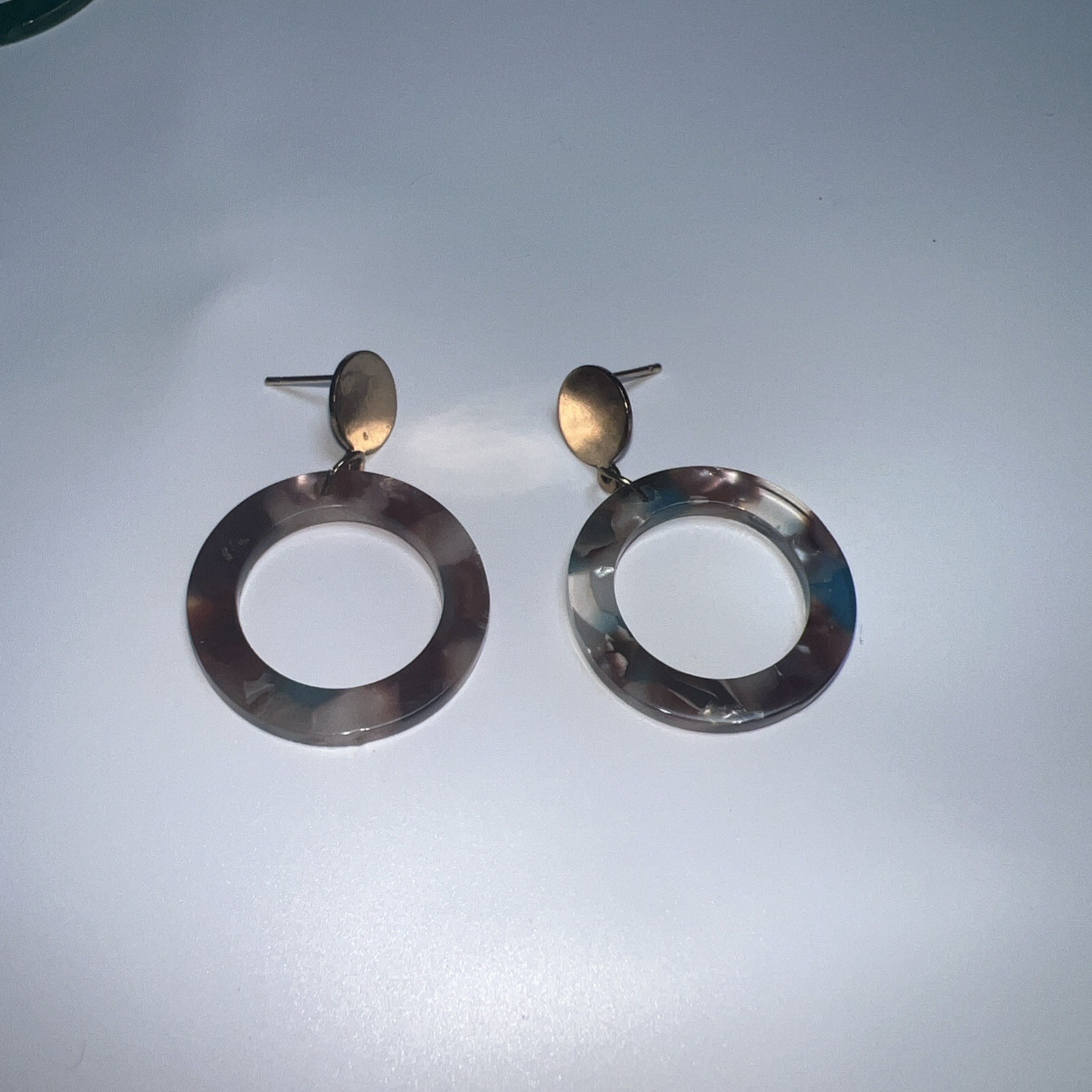 10 Pairs Resin Acrylic Statement Earrings Hoop Circle Oval Marbled Mixed Lot