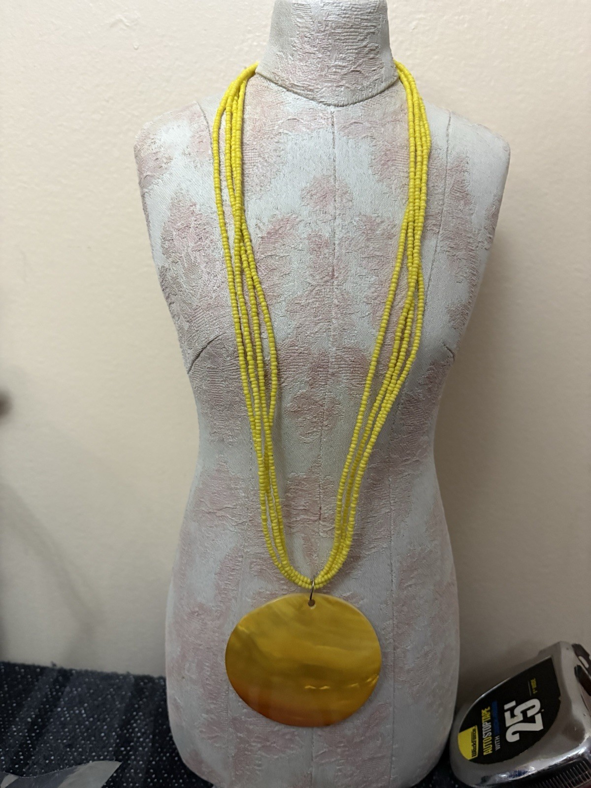 Beautiful Yellow Beaded Chain With Yellow Pendant Shell