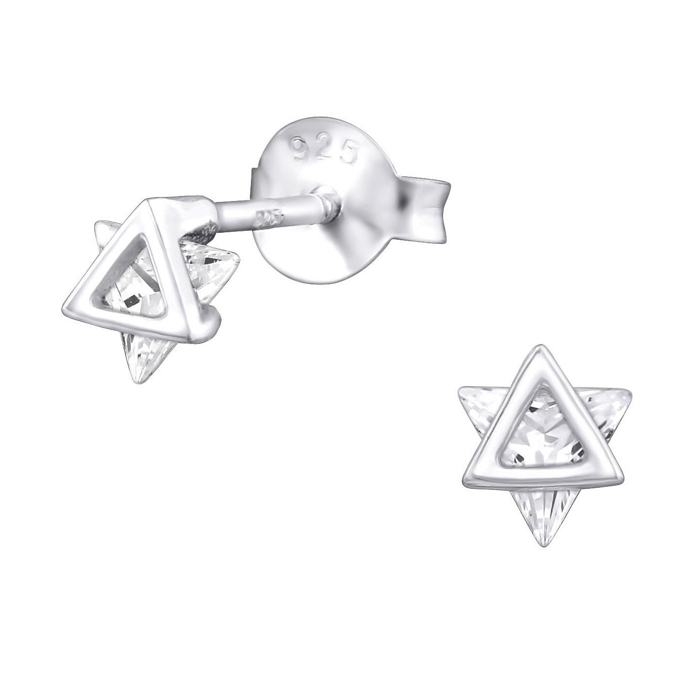 NEW 6mm Sterling Silver Magen David CZ Stud Earrings 0.80g Star of David Studs