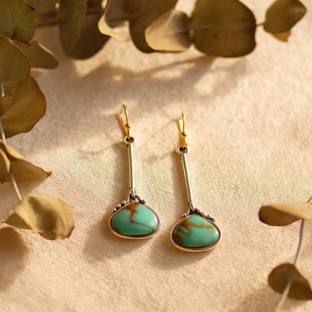 Boho Turquoise Drop Earrings Set 2 Pairs Silver Gold Tone Stone Dangle Gift