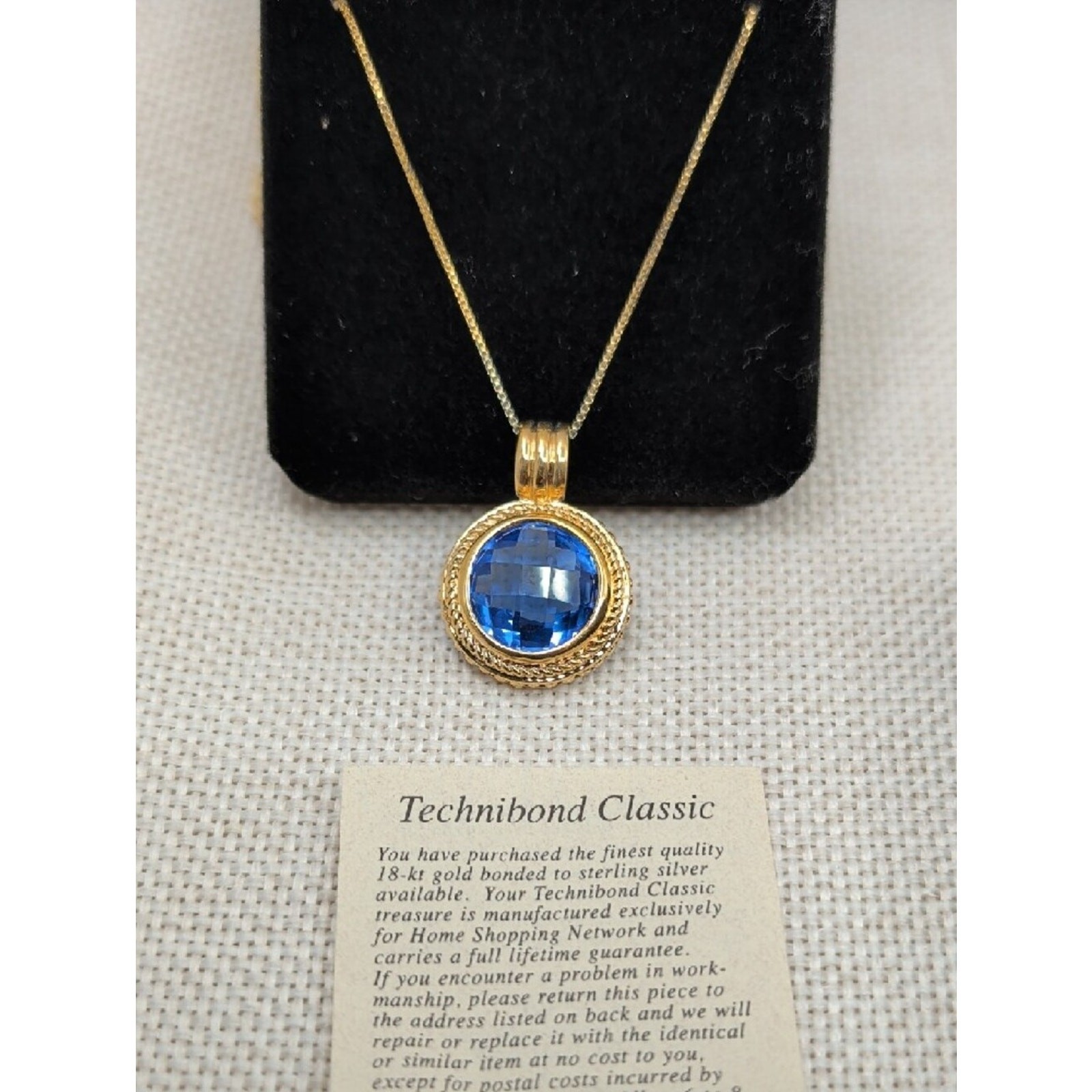 Technibond 18k Gold Bonded 925 Silver Simulated Tanzanite Pendant 18″