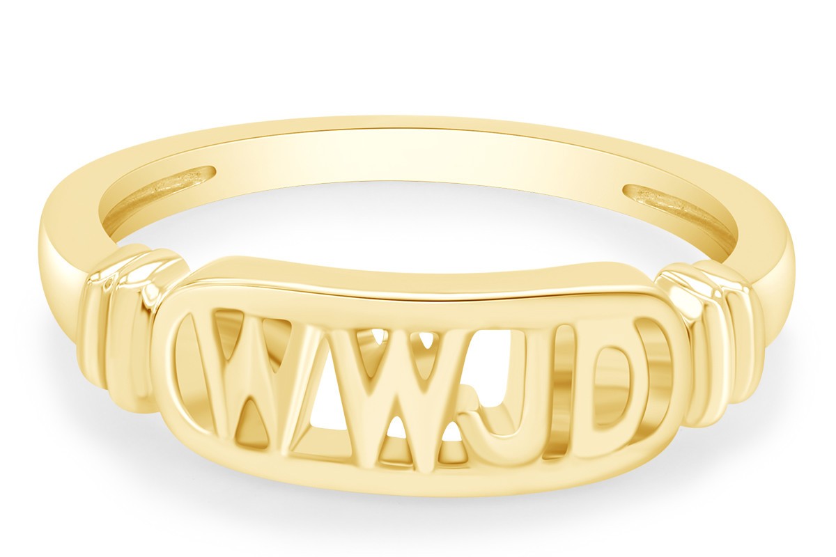 What Would Jesus Do “WWJD” Designer Ring 14k Yellow Gold Plated 925 Silver