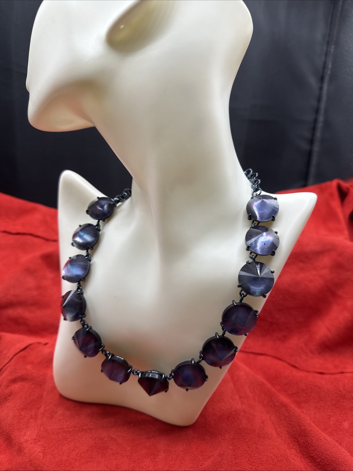 Kendra Scott deep purple cones and gunmetal statement necklace. See pics.