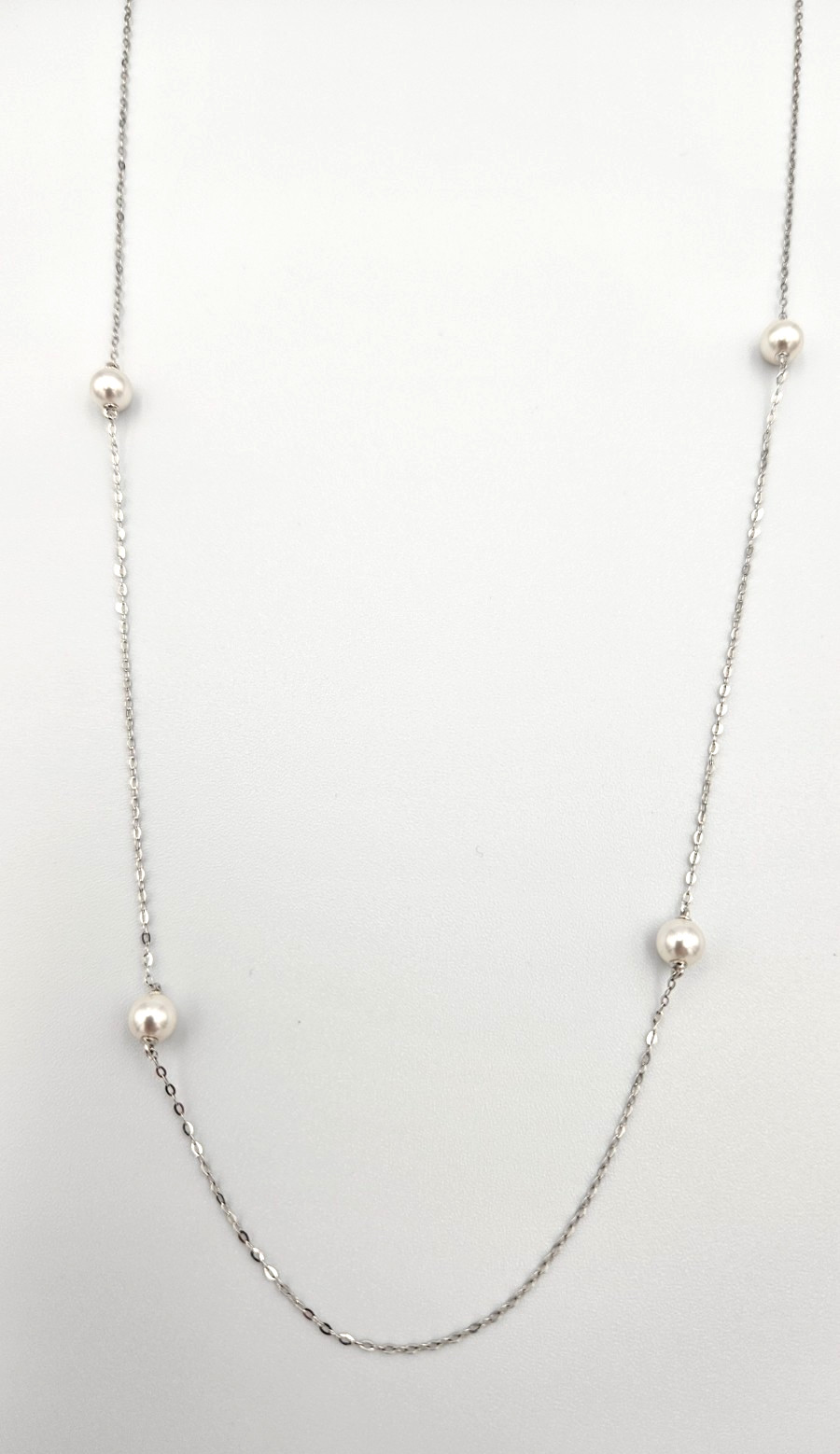 Nadri #04 Womens Silver Tone Delicate Long Faux Pearl Station Necklace 36 in