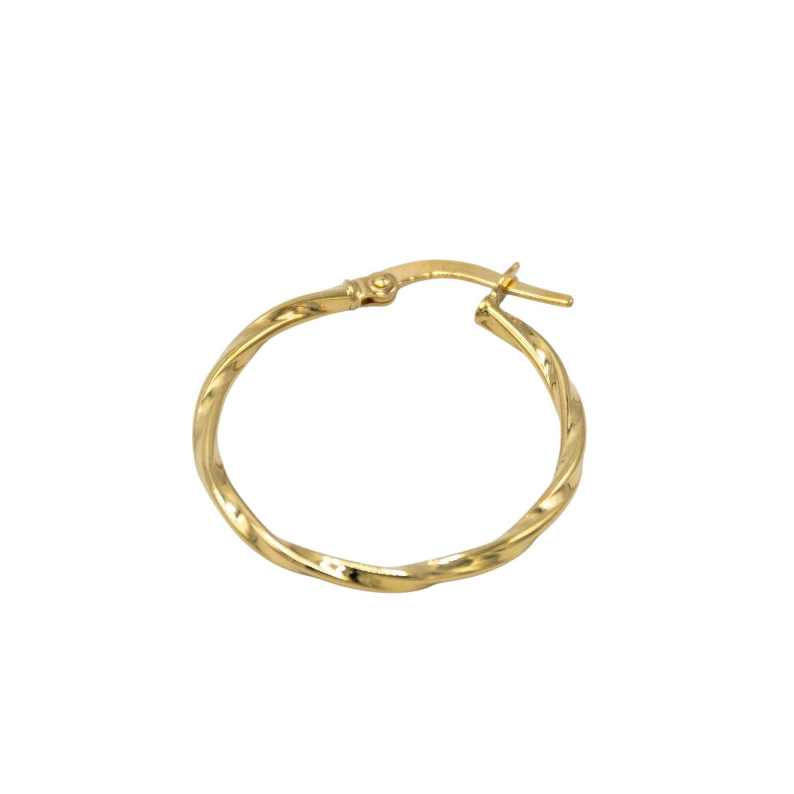 14k yellow gold Twist Round Hoop woman Earrings gift A64