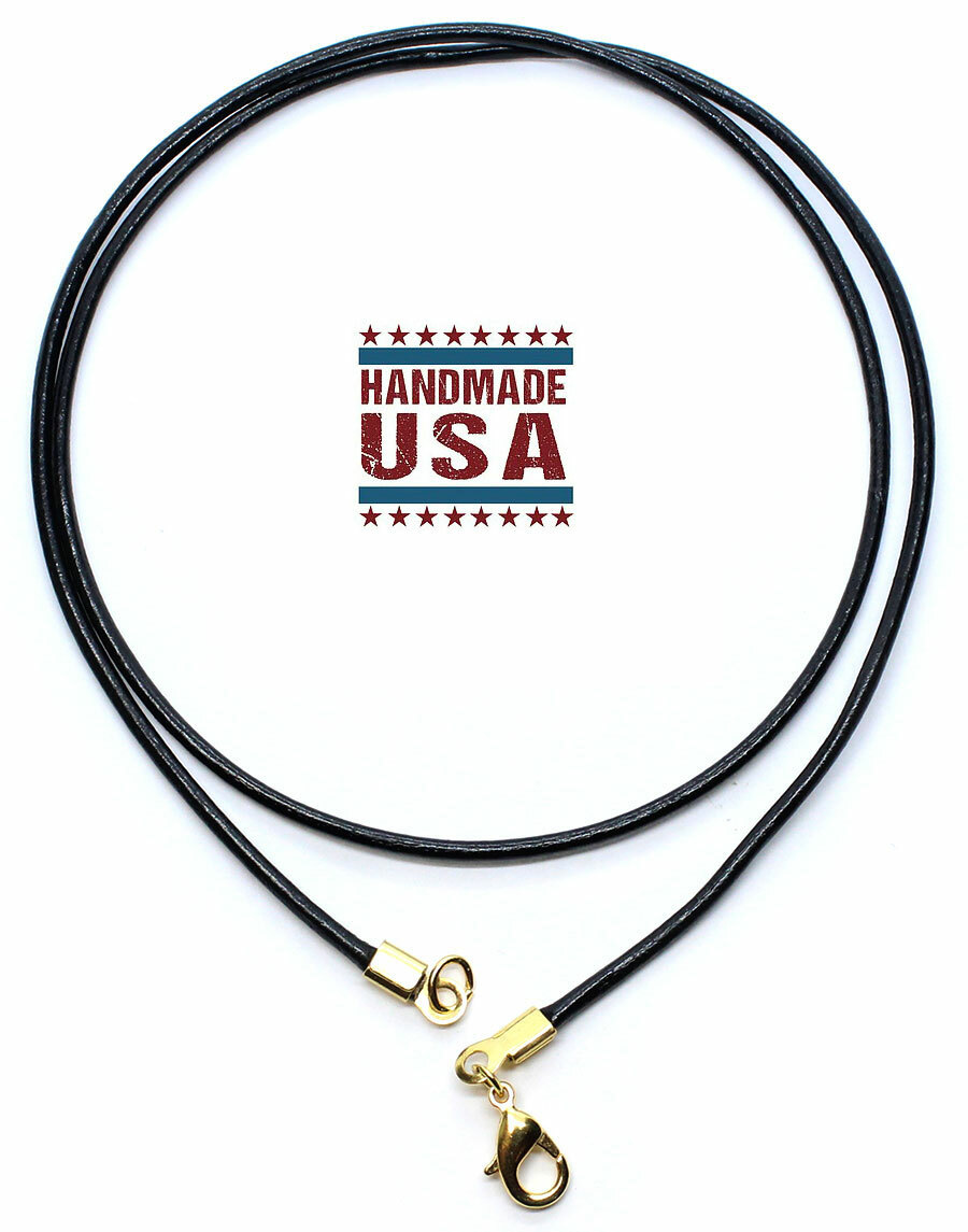 Black Leather Cord Necklace Silver/Gold Clasp 16″ 18″ 20″ 22″ 24″ 26″ 28″ 30″