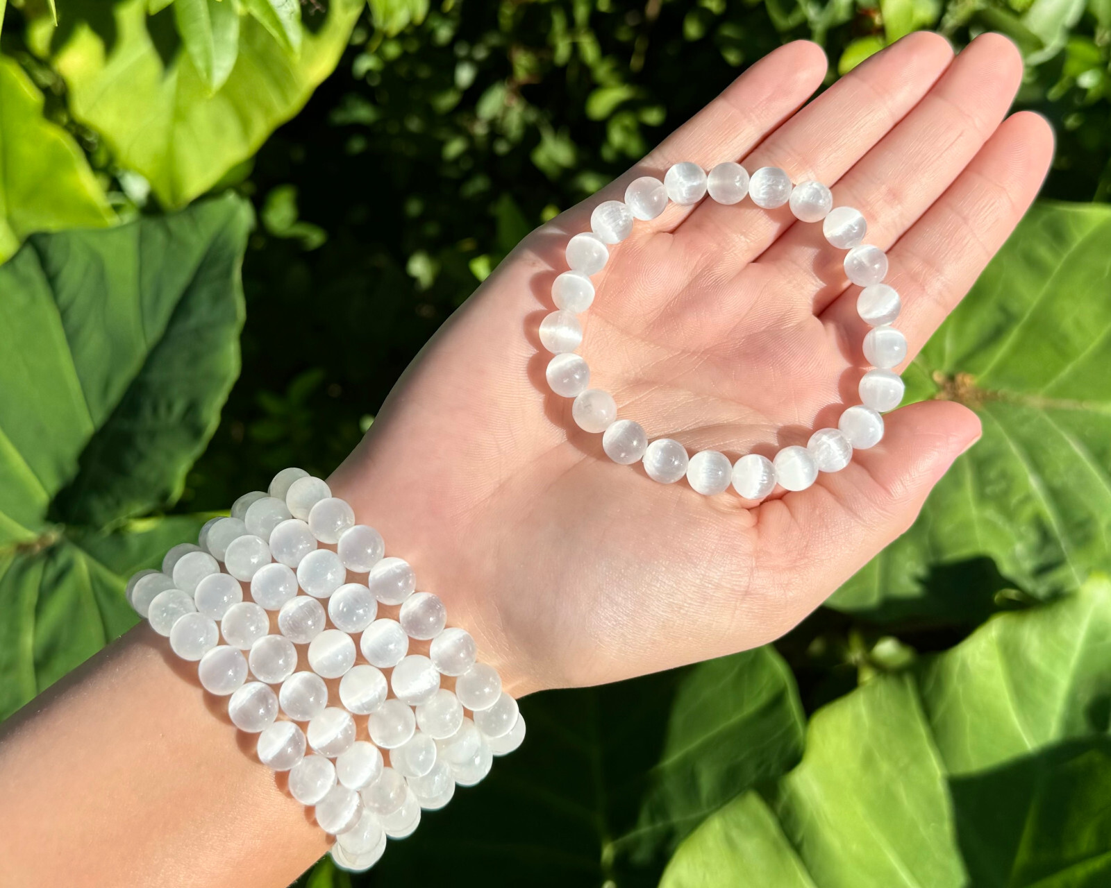 Selenite Bracelet: Choose 6 mm or 8 mm Stones (Selenite Stretch Bead Bracelet)