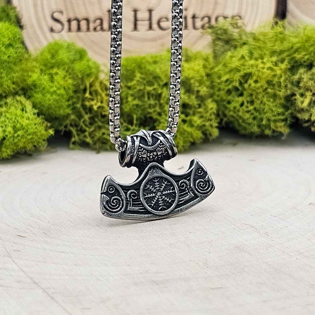 Viking Anchor Necklace Helm of Awe Pendant Stainless Steel Large Small 23.6/27.5