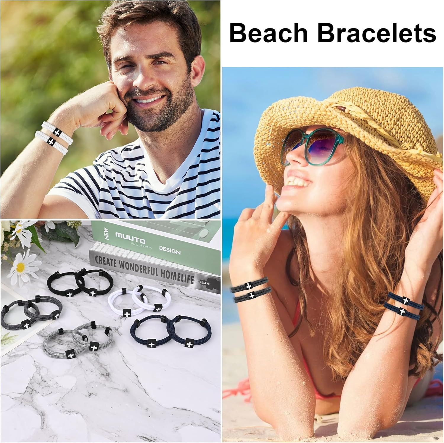 10PCS Christian Jesus Cross Rope Bracelet, Braided Cord Bracelet for Men Women