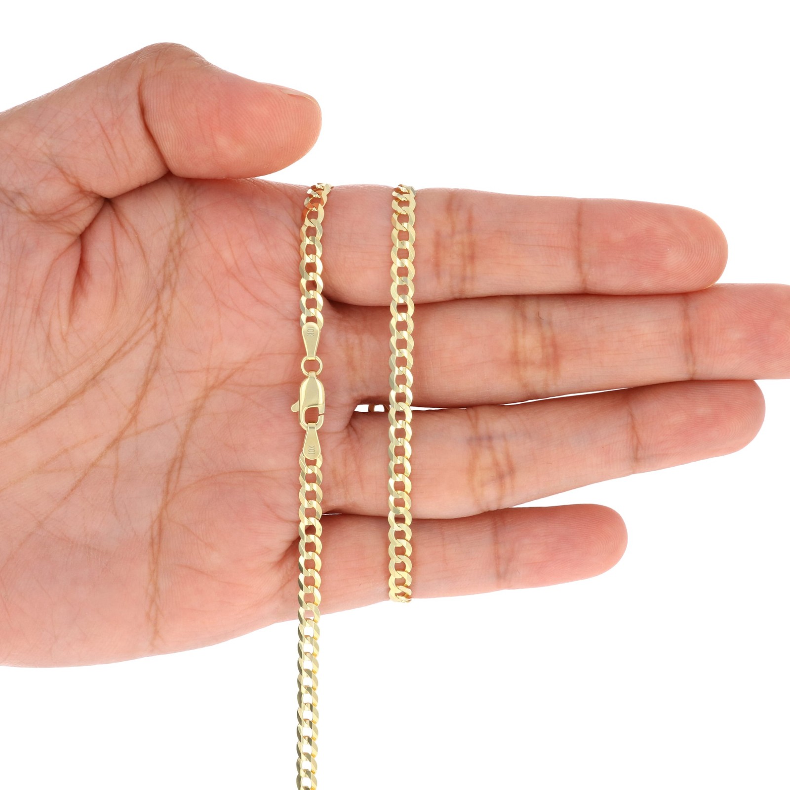 10K Solid Yellow Gold 4mm Cuban Curb Chain Link Necklace Mens Womens 16″- 30″
