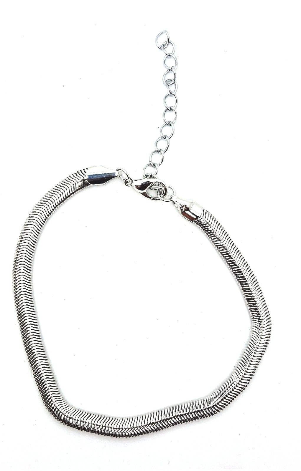 Stainless Steel Herringbone Anklet Adjustable 8″-10″ Women’s Flat Chain 5mm W