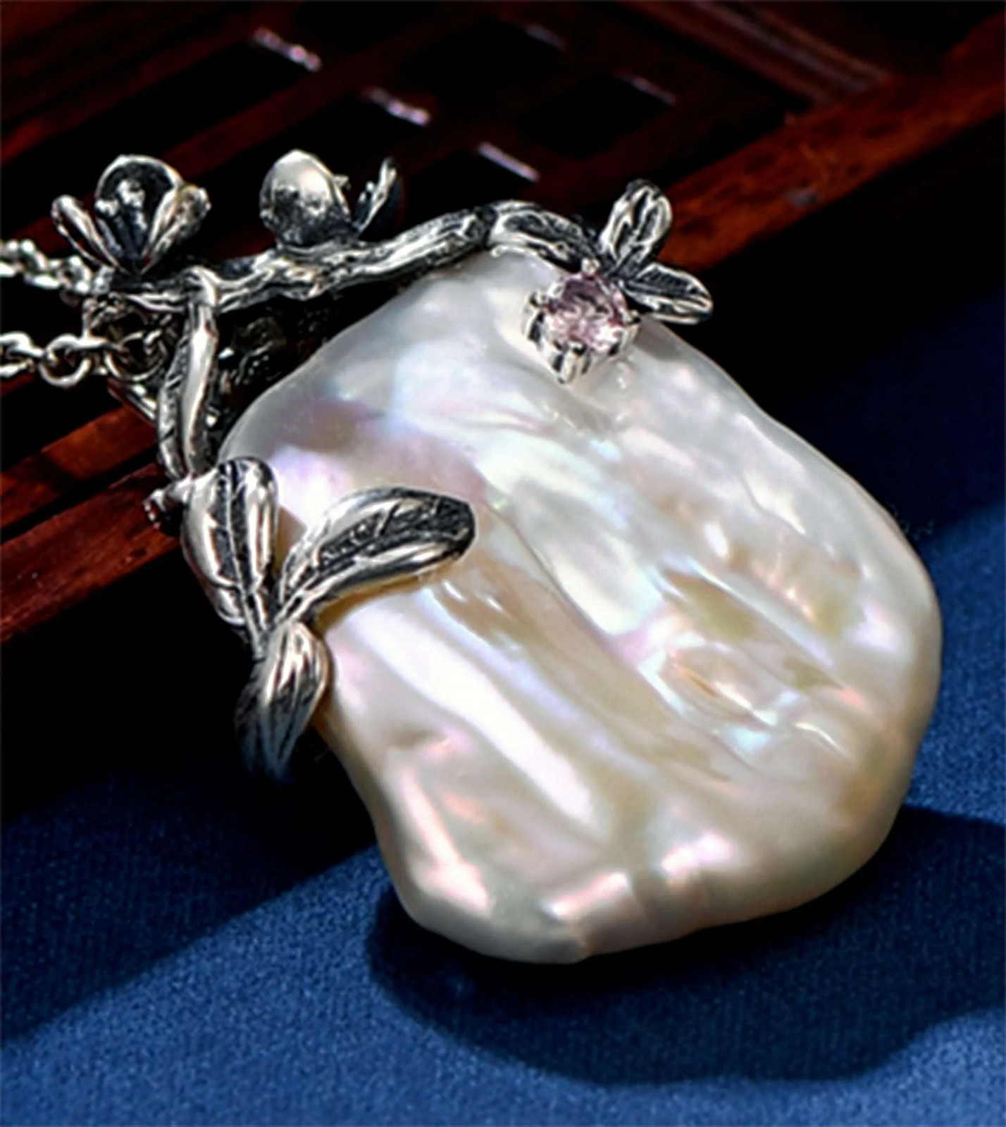 Designer style in a Baroque Pearl pendant set in Sterling Silver-Wholesale