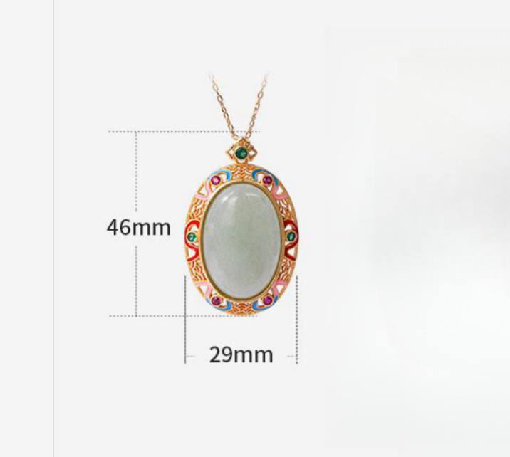 Green Jade Crystal Pendant Necklace Charm 18K Gold Plated Chain Dainty Gemstone