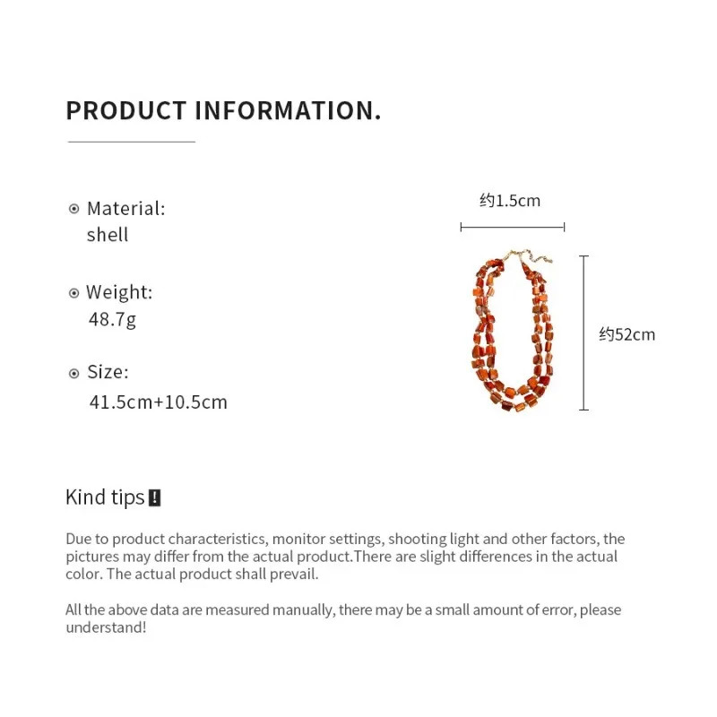 Bohemian Colorful Irregular Shell Beaded Necklaces for Women Retro Double-layer