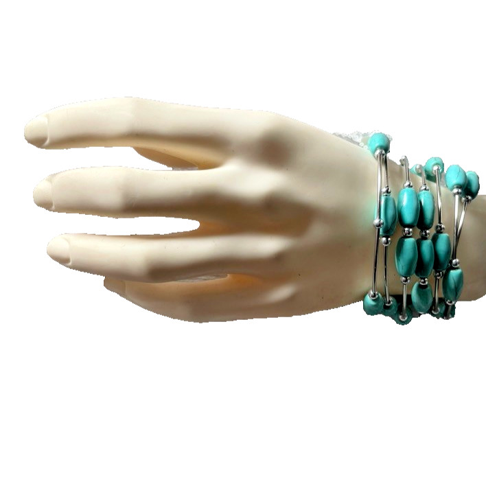 Western Womens Bracelet 52 x 1/4 in Turquoise Spiral Wrap Cuff Cowboy Adjust