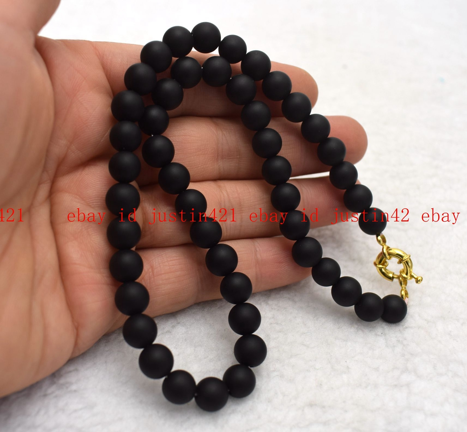 Charming 6/8/10mm Natural Black Matte Agate Round Gemstone Beads Necklace 16-36″