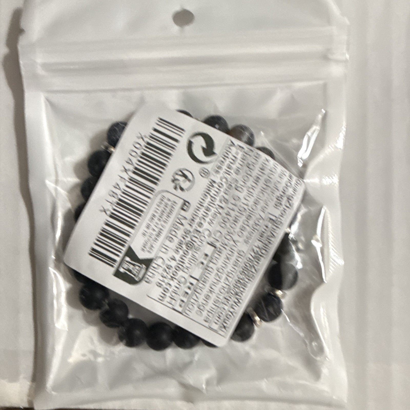 Black Stone Round Beaded Stretch Bracelet No Clasp Less Than 8 in