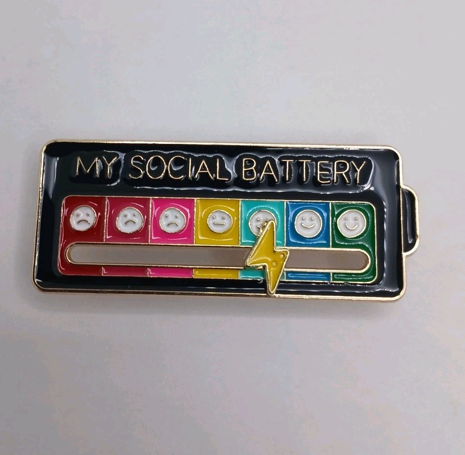 Social Battery Slider Pin Set 2 Interactive Mood Tracker Funny Introvert Gift