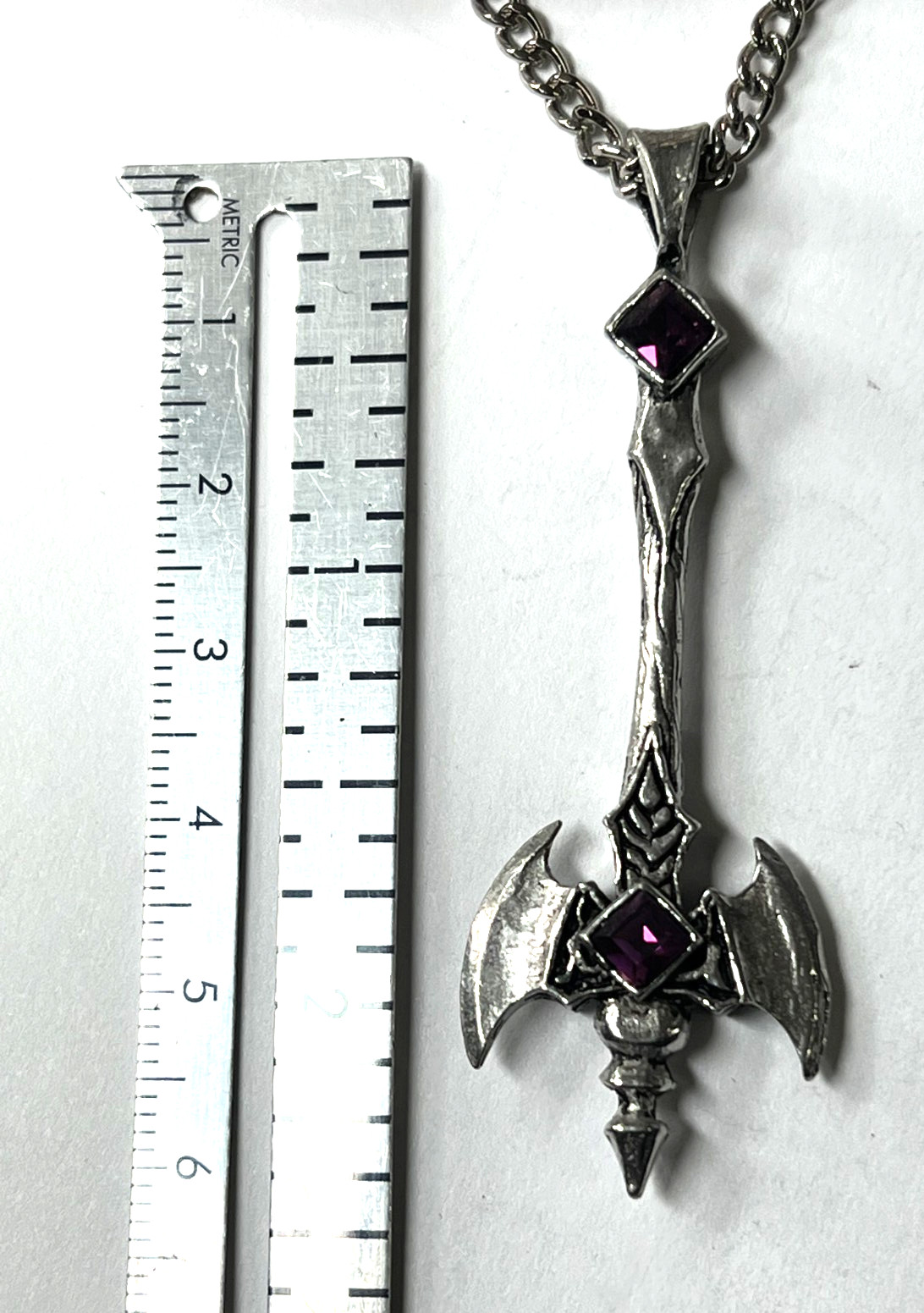 Comstock Creations Weapon Lead Free Pewter Dbl Battle Axe Necklace Old Inventory