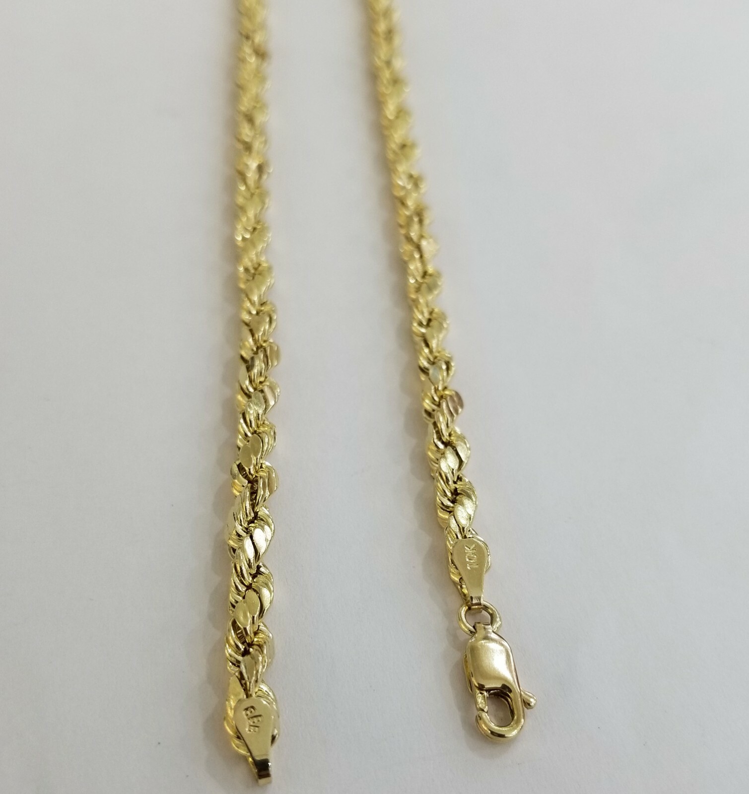 SOLID 10k Yellow Gold Rope Chain Necklace Diamond Cut 4mm 18 Inch Men Women