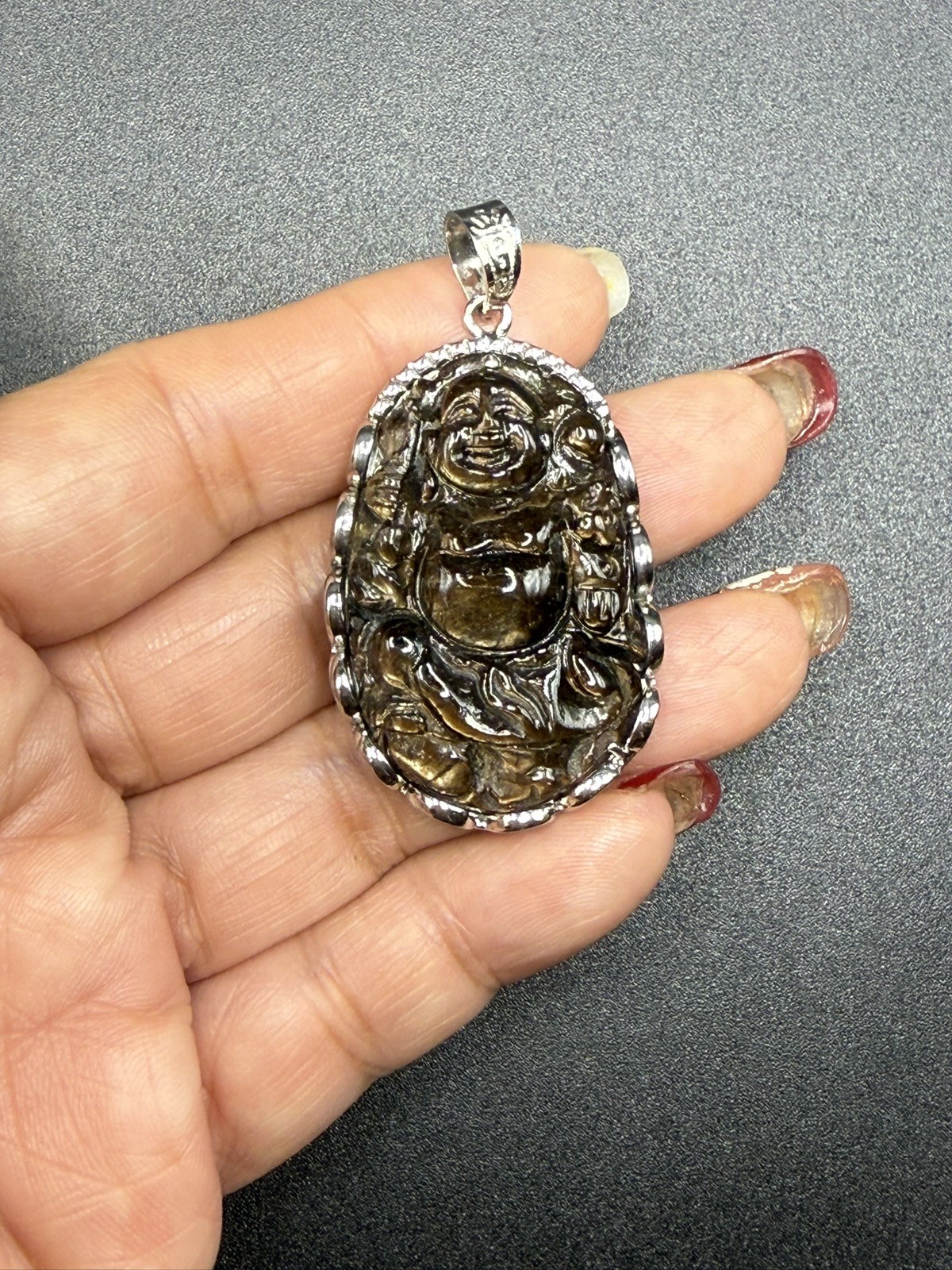 Natural colour Maitreya laugh buddha Natural Saphia Pendant Phật Di Lạc