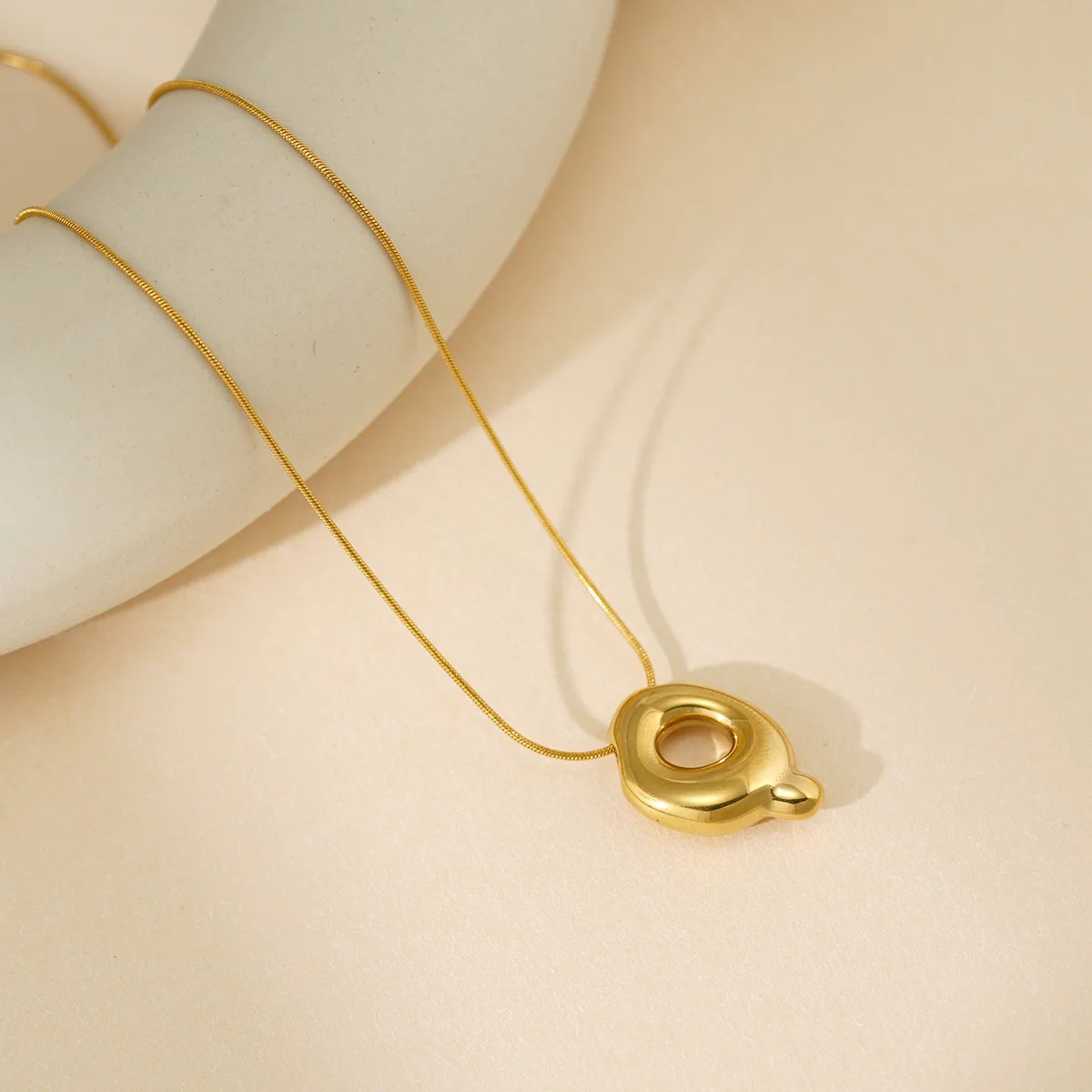 A to Z Bubble Alphabet Letter Pendant Necklace Gold Snake Chain 45cm/18inch