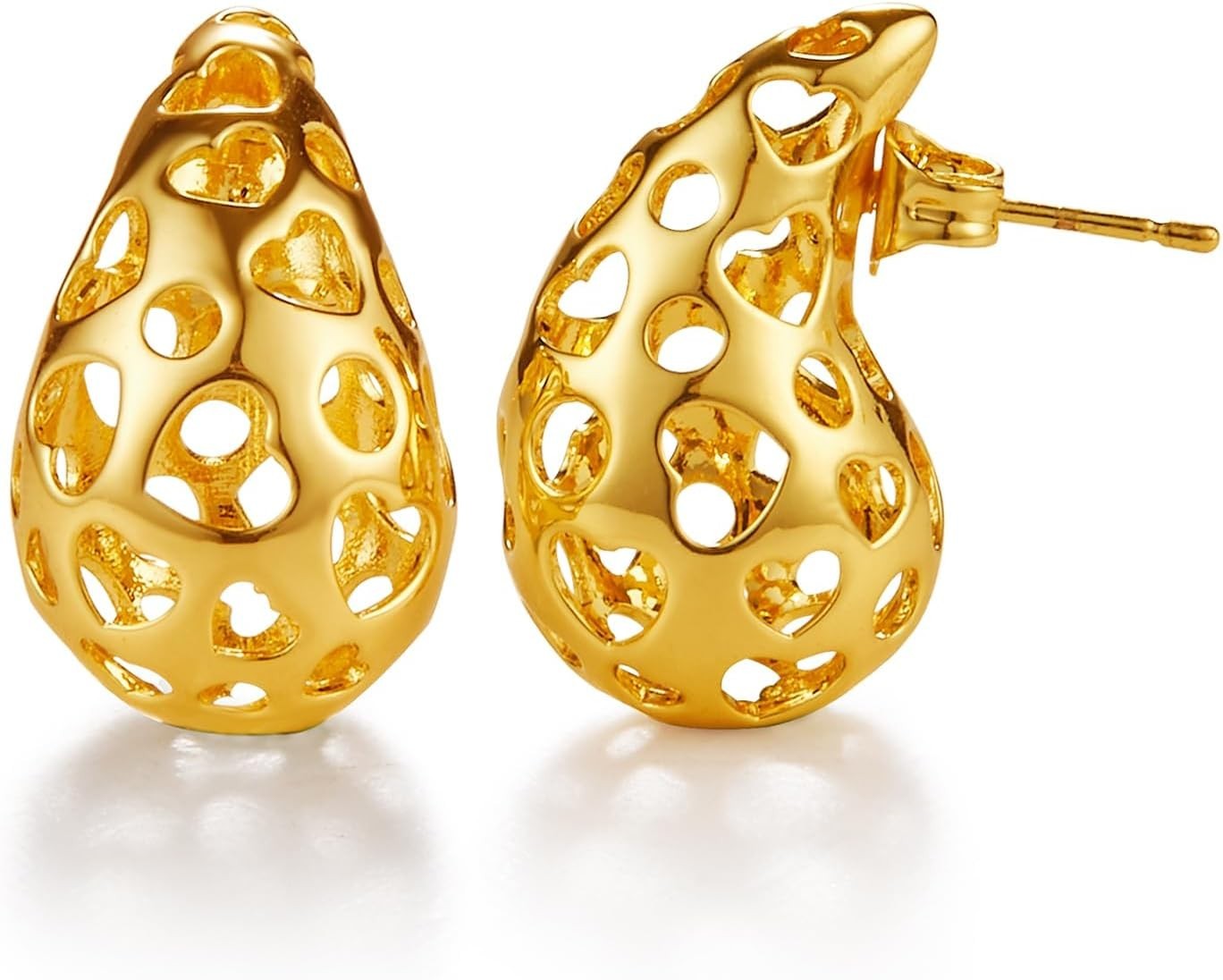 Trendy Lightweight 14K Gold Plated Hoop Stud Earrings for Casual and Formal Wear