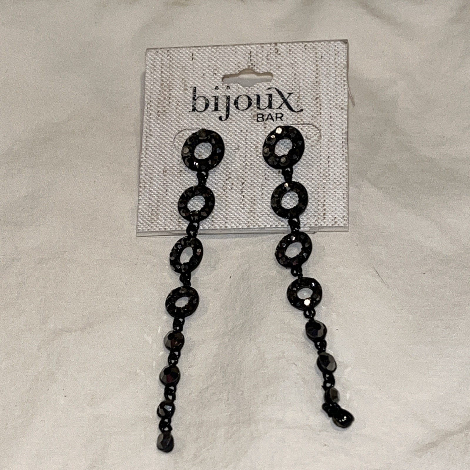 NWT Bijoux Bar Sparkling Black Long Earings- perfect for Special Occasion