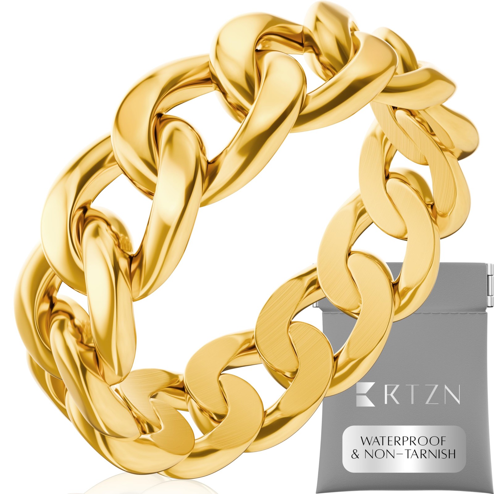 ® Cuban Link Ring for Men — Stainless Steel Gold Plated Chain Ring for Men & …