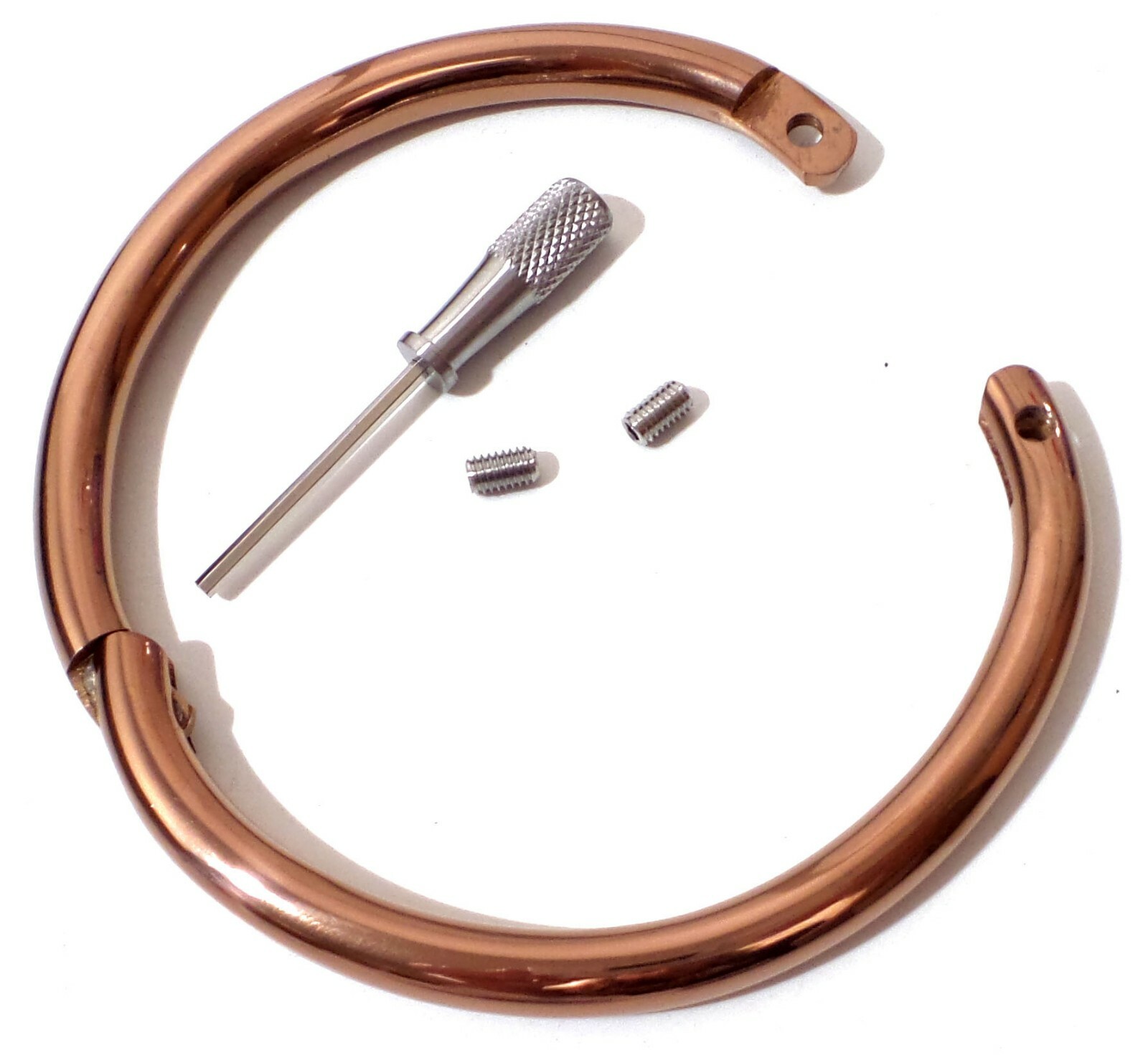 8.0″ Rose Gold Titanium Over Stainless Elliptical Locking Anklet, Bracelet