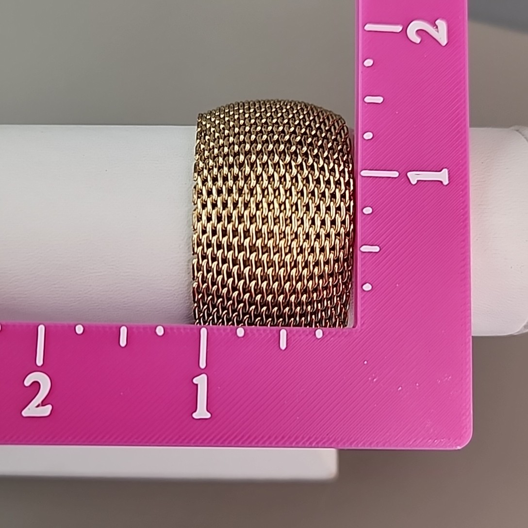 Mesh Bracelet Curved 26mm Gold Tone Domed Flexible Woven 8″