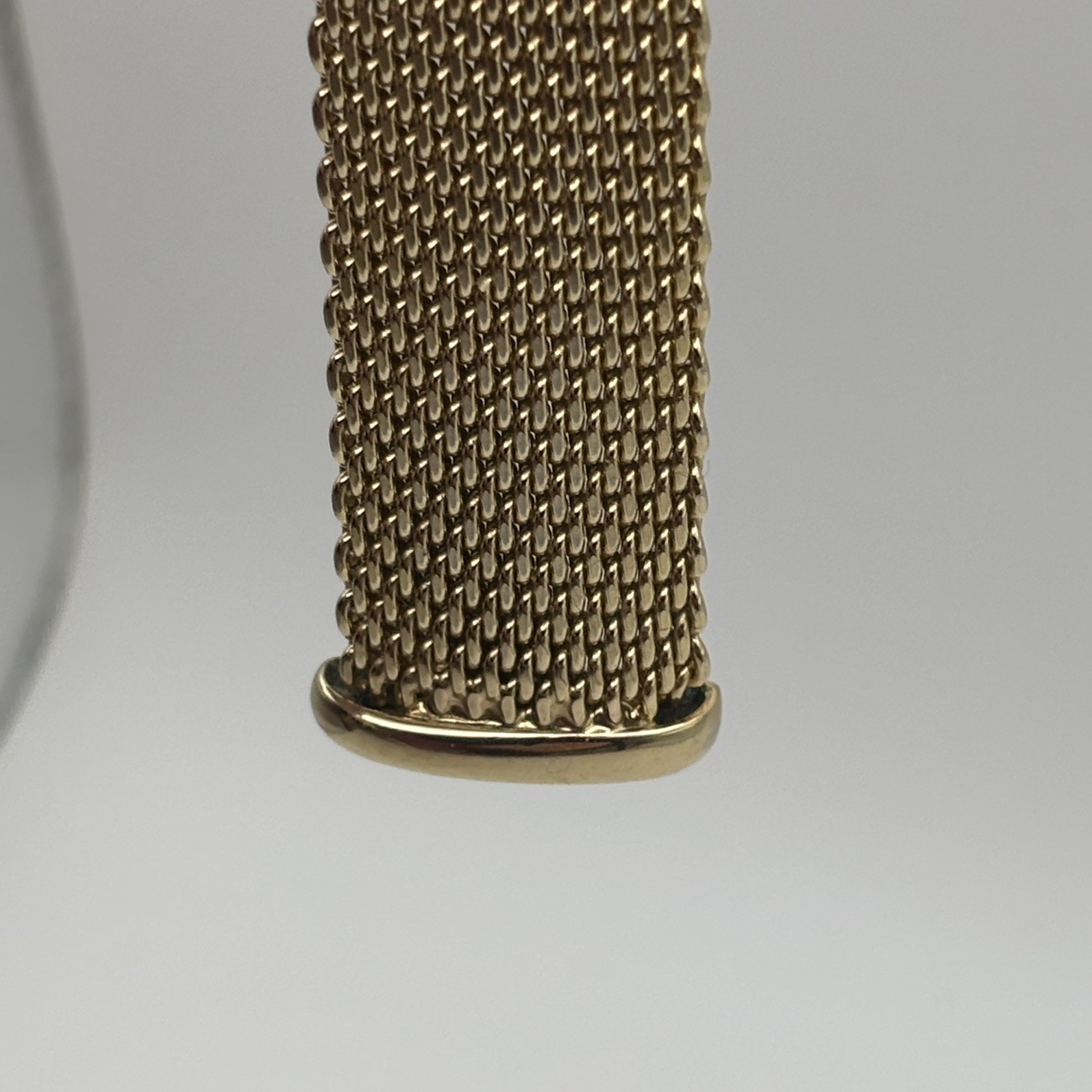 Woven Mesh Bracelet 14K Gold Electroplate ESPO Signed 7.5″ long; 0.75” wide 44g