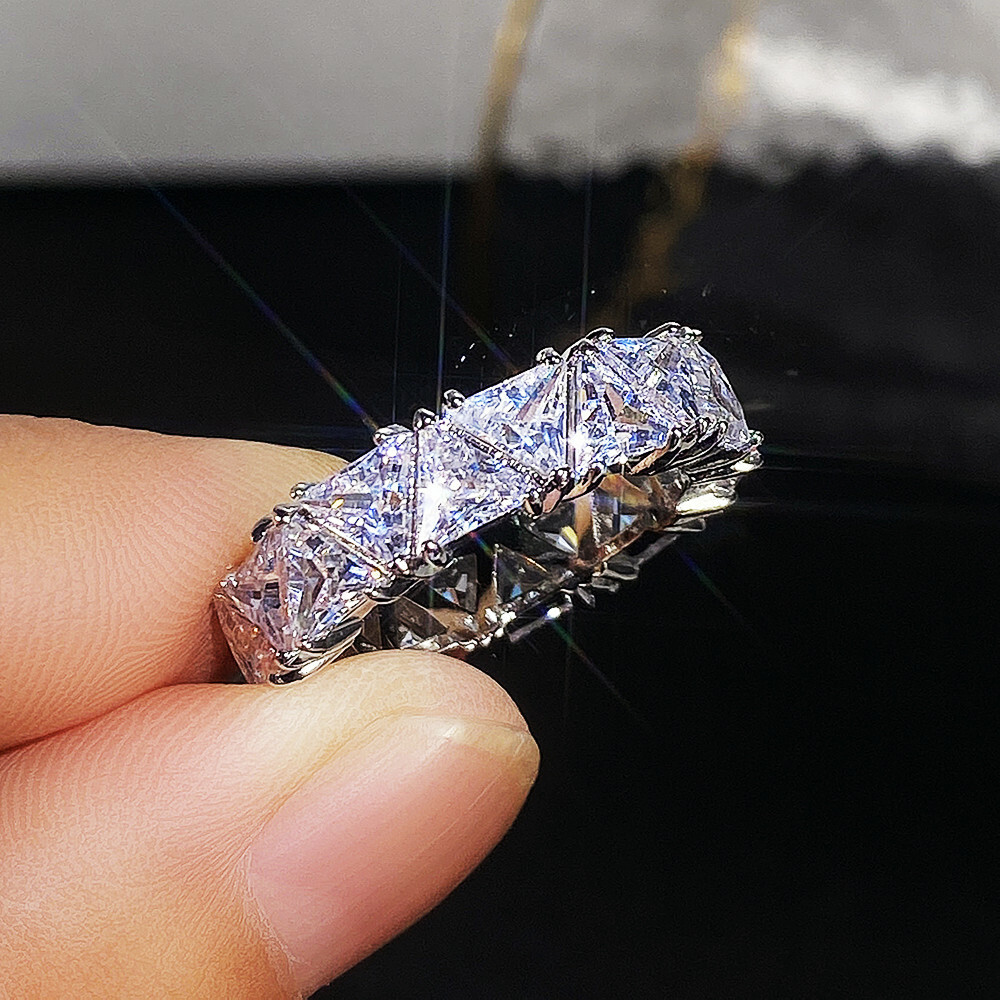 925 Silver Filled,Gold Women Party Ring Adorable Cubic Zircon Jewelry Sz 6-10
