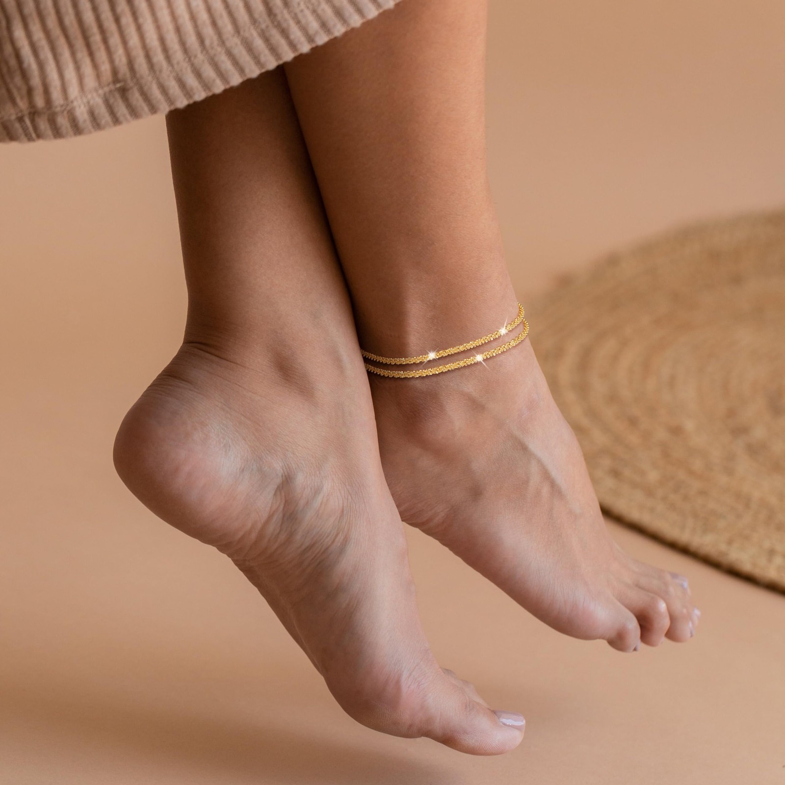 Sterling Silver Ankle Bracelets Dainty Layered Adjust Waterproof Anklet Women US